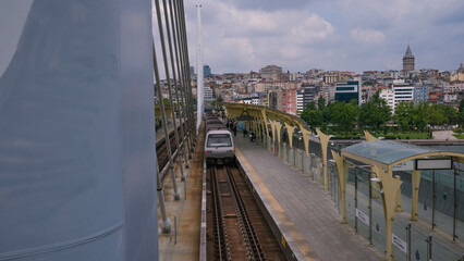Galata Tower golden horn and mosque in Istanbul