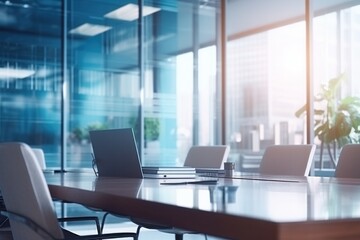 Blurry Office background. Illustration AI Generative.