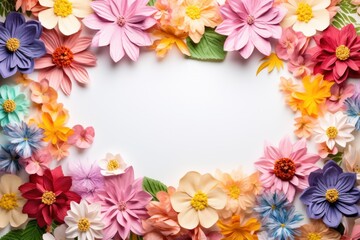 Empty flower frame with copy space. Illustration AI Generative.