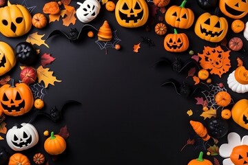 Empty Halloween frame with copy space. Illustration AI Generative