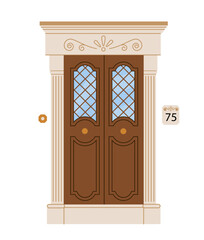 Brown door with marble vector concept