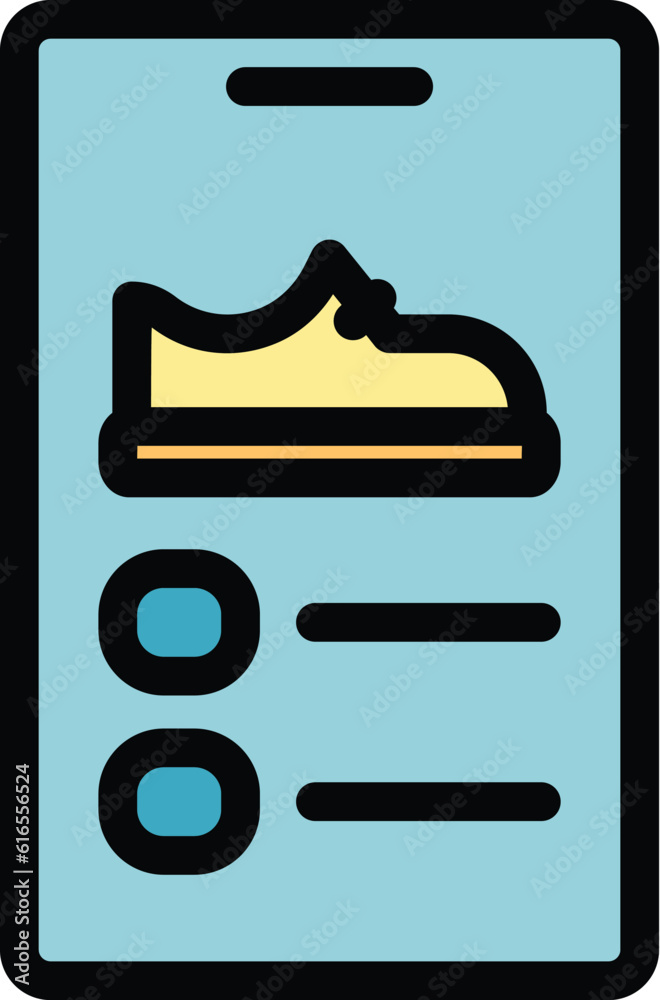 Wall mural Runner smartphone shoes icon. Outline Runner smartphone shoes vector icon for web design isolated on white background color flat - Wall murals