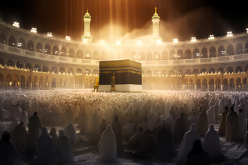 Beautiful kaaba hajj piglrimage in mecca umra eid al adha photo background illustration