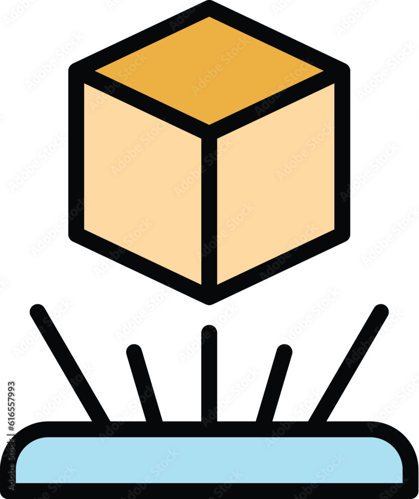 Poster cube hologram projection icon. outline cube hologram projection vector icon for web design isolated 