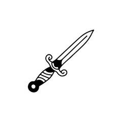 black sword doodle illustration vector