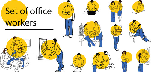 office workers vector set