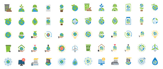 Earth Day Ecology and Environment Icon set. Nature Renewable Energy Icons. Eco Friendly Outline Vector Icon Sign 

