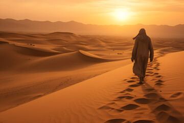 Fototapeta na wymiar Nomadic Journey through the Sand Dunes - Generative AI
