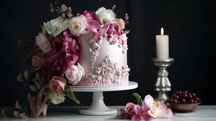 Elegant layered wedding cake