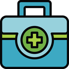 Obraz premium Campsite first aid kit icon. Outline Campsite first aid kit vector icon for web design isolated on white background color flat