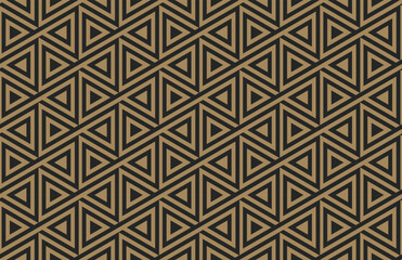 Abstract seamless geometric pattern with triangles in black and gold-vector eps8