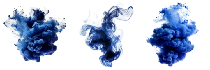 Gardinen Navy blue color paint splash ink cloud in water isolated transparent - Generative AI © mr_marcom