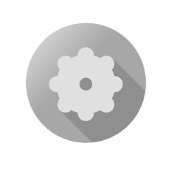 illustration of gear icon button on gray circle background, simple design of setting icon button 