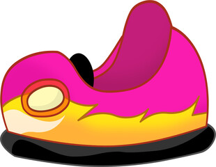 cartoon scene with funfair colorful bumper car isolated illustration for children