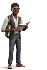 Black Male Journalist Isolated White Backdrop Good Looking With Copy Space Generative AI