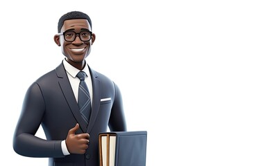 Black Man Lawyer Isolated White Backdrop Handsome With Copyspace Generative AI - obrazy, fototapety, plakaty