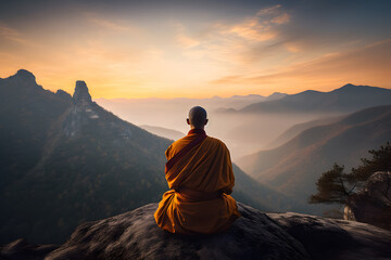 Sunrise Meditation on the Mountain - Generative AI