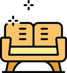 Clean sofa icon. Outline Clean sofa vector icon for web design isolated on white background color flat