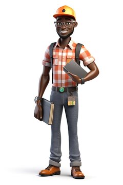 Black Man Project Manager Isolated White Background Good Looking With Copyspace Generative AI