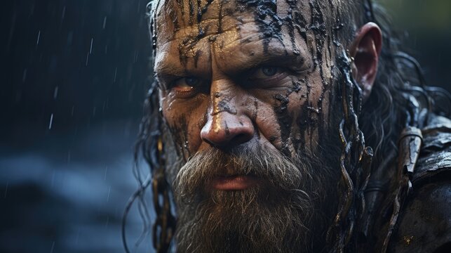 a man with wet skin and beard