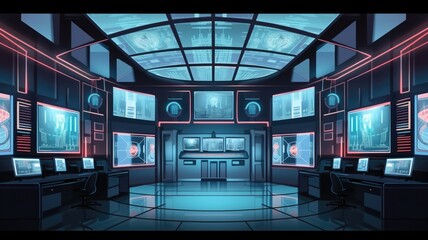 The security room boasts a multitude of screens. Generative AI