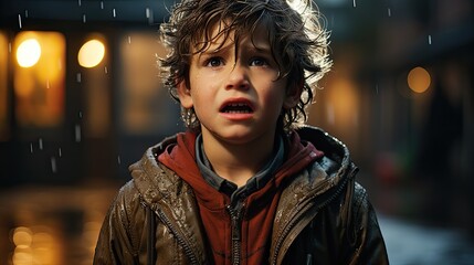a child in a rain coat