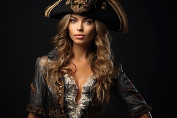Naklejka premium a woman in a pirate garment