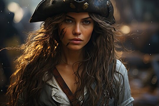a woman in a pirate garment