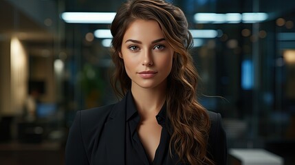 a woman in a black suit