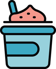 Korean cosmetics care cream icon. Outline Korean cosmetics care cream vector icon for web design isolated on white background color flat