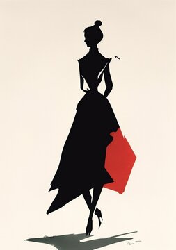 man woman illustration retro black person haunted design silhouette drawing ink isolated. Generative AI.