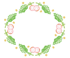 おしゃれな野菜の水彩風イラスト・フレーム。ベクター素材だからデザインに使いやすい。