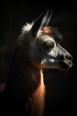 Obraz premium Portrait of Llama Dramatic and Cinematic Lighting Photography, Generative AI