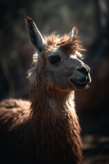 Obraz premium Portrait of Llama Dramatic and Cinematic Lighting Photography, Generative AI