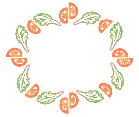 おしゃれな野菜の水彩風イラスト・フレーム。ベクター素材だからデザインに使いやすい。