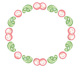 おしゃれな野菜の水彩風イラスト・フレーム。ベクター素材だからデザインに使いやすい。