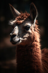 Obraz premium Portrait of Llama Dramatic and Cinematic Lighting Photography, Generative AI
