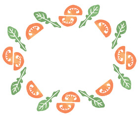 おしゃれな野菜の水彩風イラスト・フレーム。ベクター素材だからデザインに使いやすい。