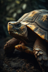 Naklejka premium Portrait of Turtle Dramatic and Cinematic Lighting Photography, Generative AI