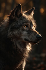 Portrait of Wolf Dramatic and Cinematic Lighting Photography, Generative AI