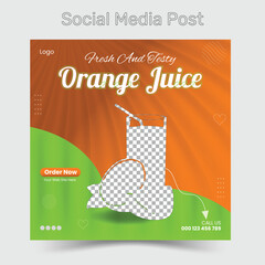Obraz premium Orange juice drink banner social media template premium design.
