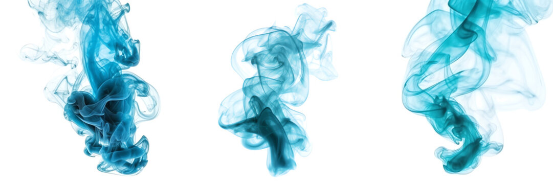 Sky blue liquid ink cloud in water transparent isolated - Generative AI