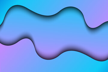 Abstract wave shape papercut blue gradient color background