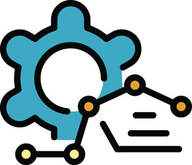 Gear management graph icon outline vector. Online business. Work project color flat