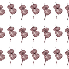 Eucalyptus grey-purple. Seamless pattern of watercolor eucalyptus branches for your design