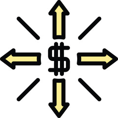 Finance management icon outline vector. Job project. Manage teamwork color flat
