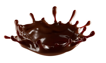 milk chocolate splash. Isolated on background. Melting chocolate. 3d illustration. design element. 