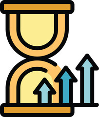Management hourglass icon outline vector. Business time. Work project color flat