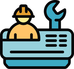 Repair air conditioner icon. Outline Repair air conditioner vector icon for web design isolated on white background color flat