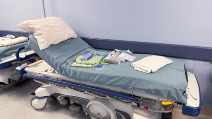 hospital bed, a symbol of vulnerability and hope, represents the delicate balance between life and...
